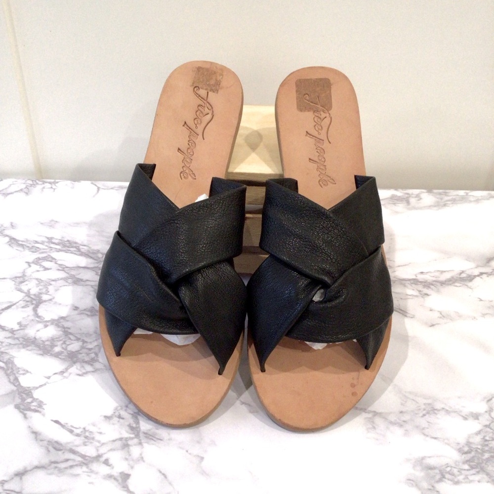 Free People Leather Slides Size 38 US 7.5